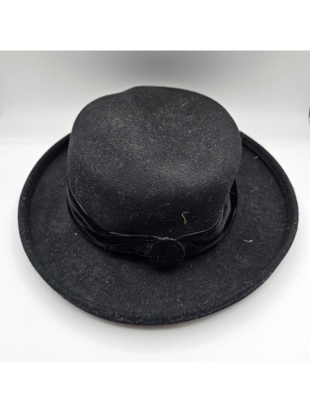 Lite Felt by Commodore black wool felt gambler-style hat Vintage